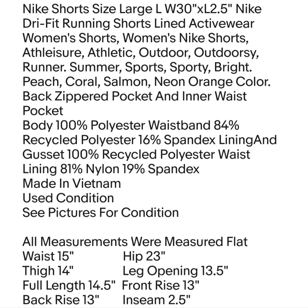 Nike Shorts Size Large L W30"xL2.5" Nike Dri-Fit Running Shorts Lined Activewear - Picture 2 of 10
